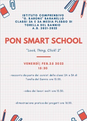 Scopri di più sull'articolo 25/02/2022 – PON Smart School Modulo Look Thing Click! – Classi 2A e 3A della Scuola Secondaria di Torella del Sannio