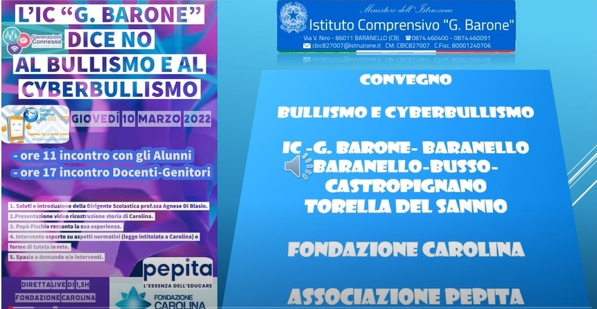Al momento stai visualizzando Convegno Bullismo e Cyberbullismo – 10-03-2022 – Fondazione Carolina e Pepita Associazione